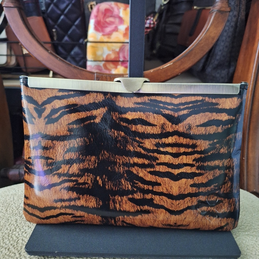 Patricia Nash Tiger Print Leather Clutch NWOT